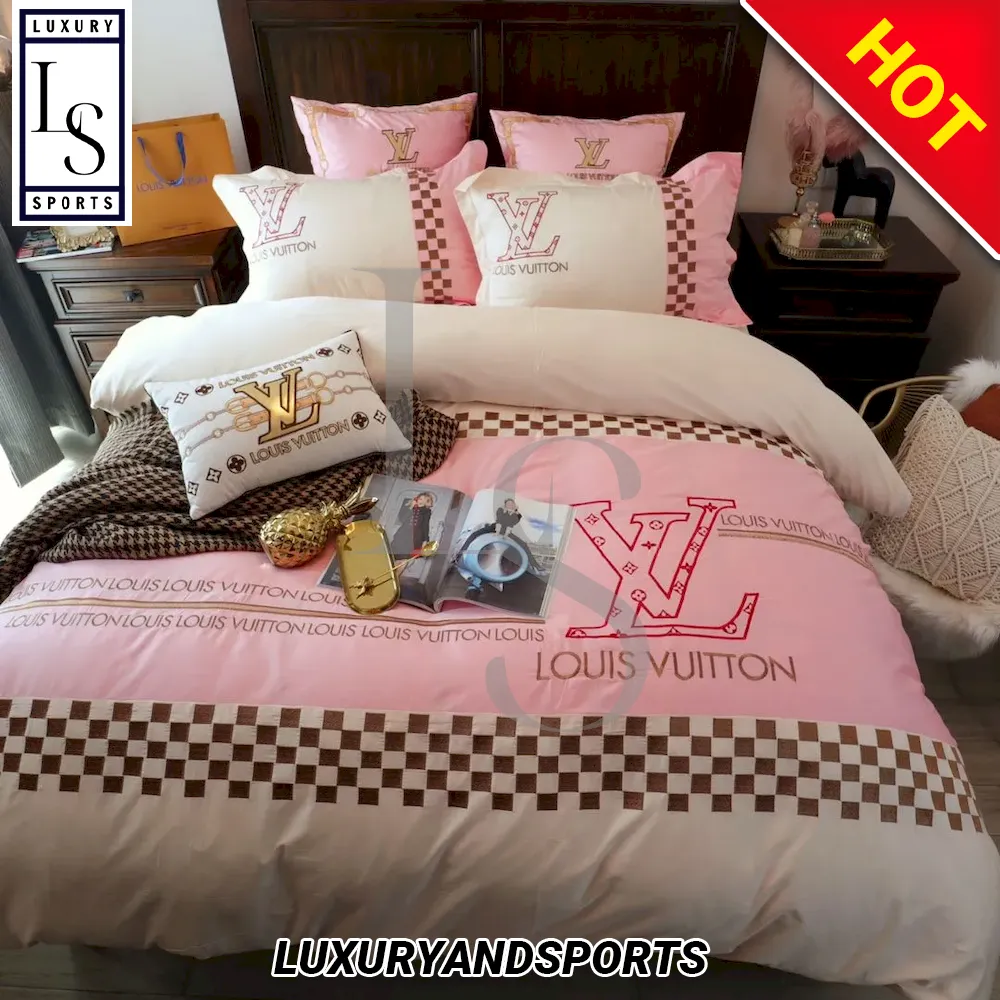Pink Veinstone Louis Vuitton Bedding Sets Bed Sets, Bedroom Sets