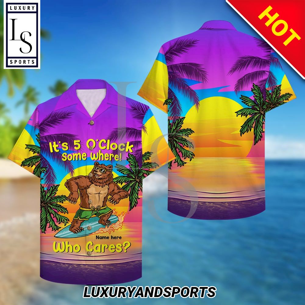 Surfing Bear Personalized Hawaiian Shirt