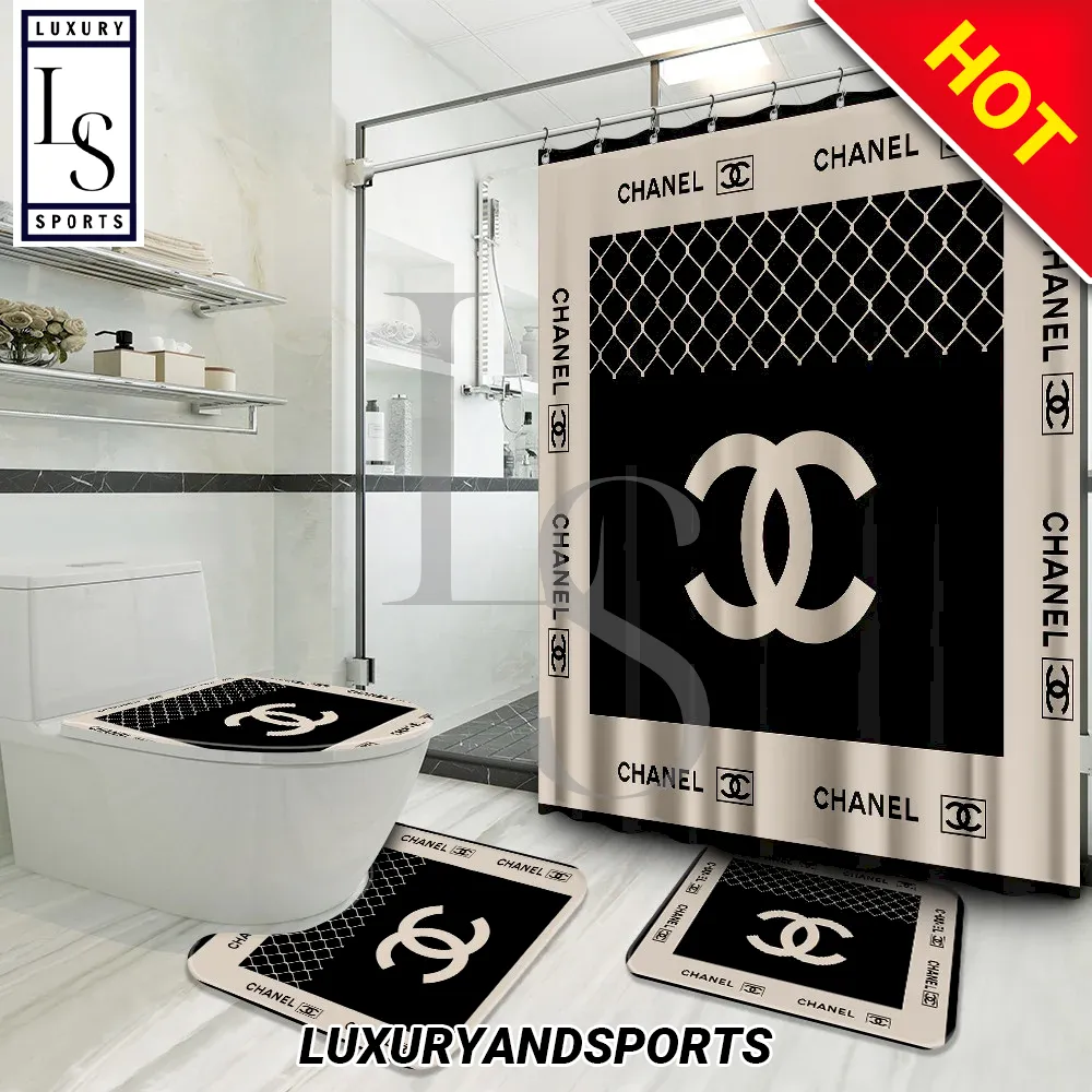SALE] Chanel Premium Luxury Shower Curtain Set - Luxury & Sports Store