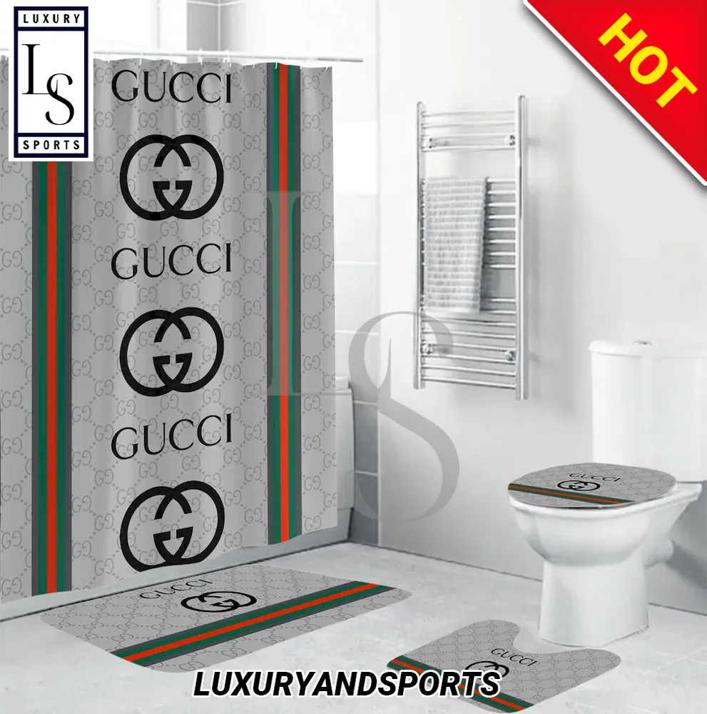 Gucci GC Luxury Brand khaki Shower Curtain Sets - LIMITED EDITION