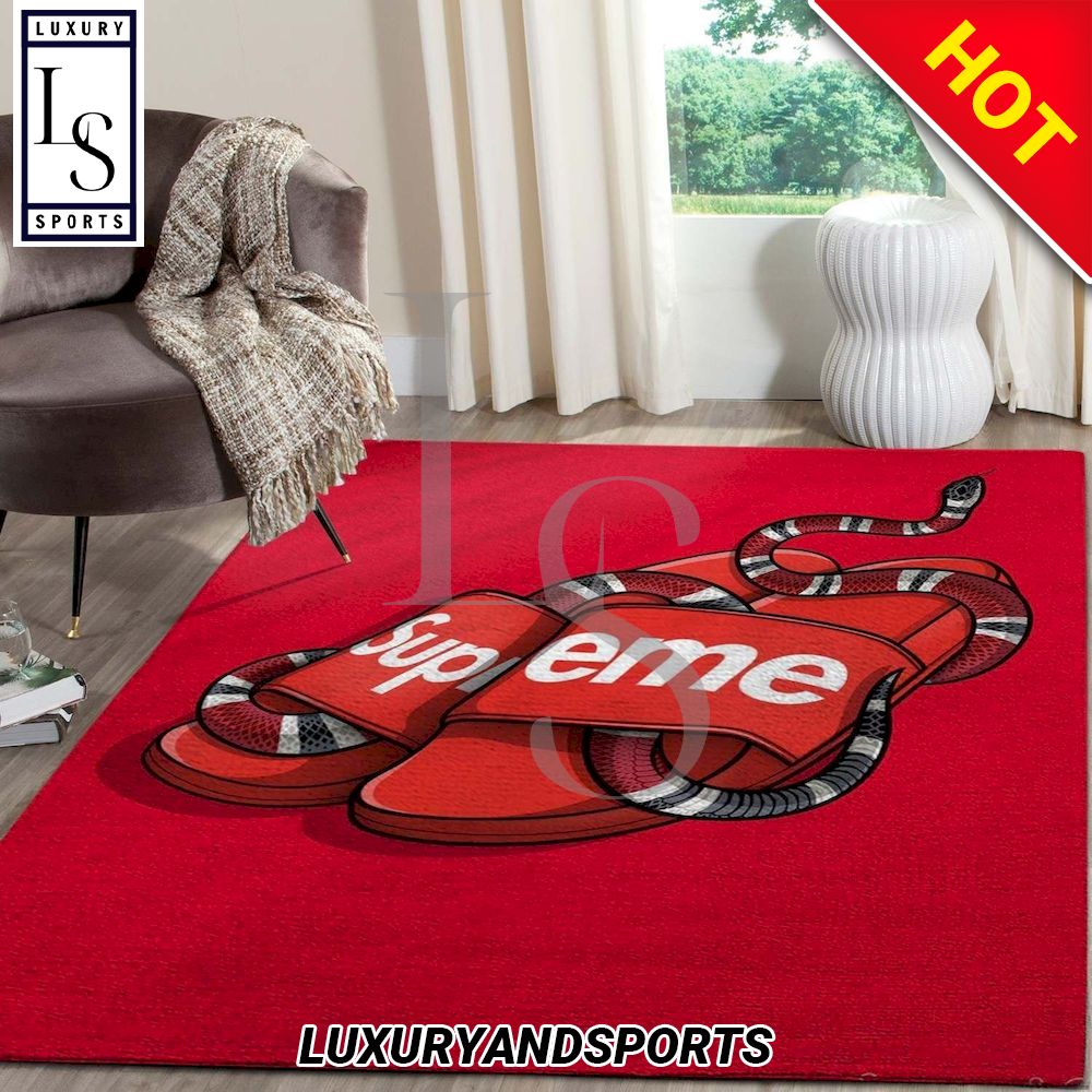 Louis Vuitton Supreme Area Rug Red Hypebeast Carpet Luxurious