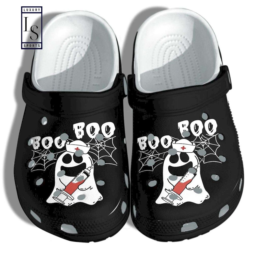 Halloween Ghost Nurse Boo Boo Crocs Crocband Clogs Shoes