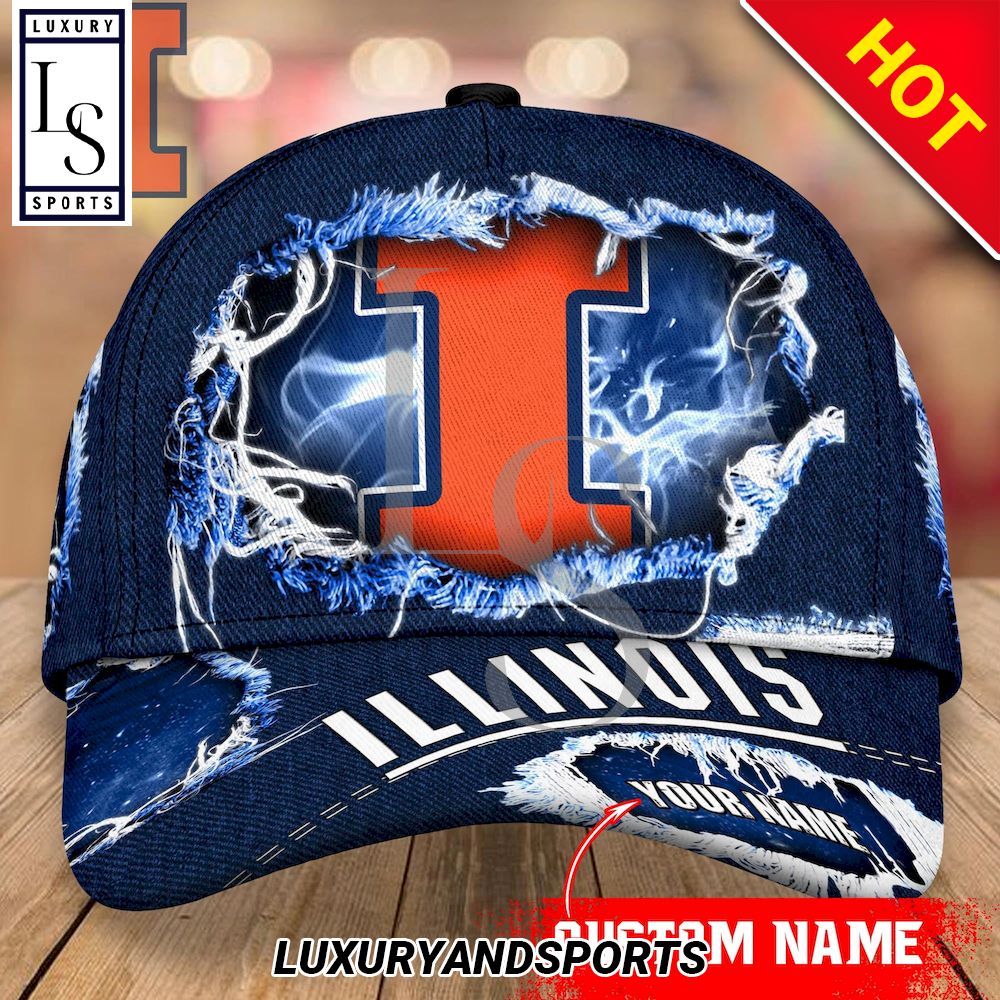 Illinois Fighting Illini Custom Name Baseball Cap