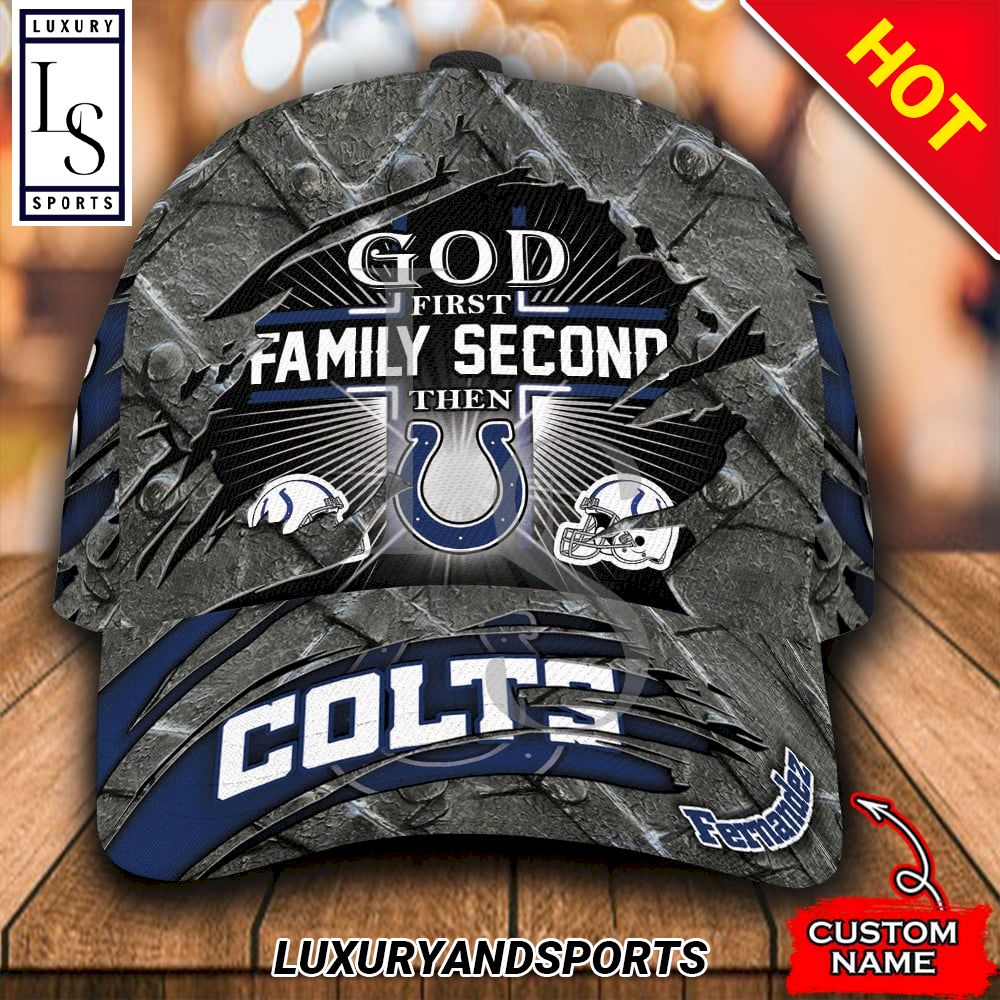 Indianapolis Colts God First Family Second Then Personalized Baseball Cap