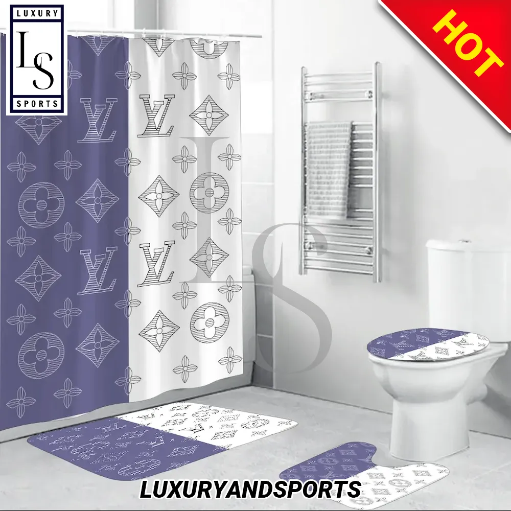 Louis Vuitton Luxury Bathroom Set Shower Curtain Style 03