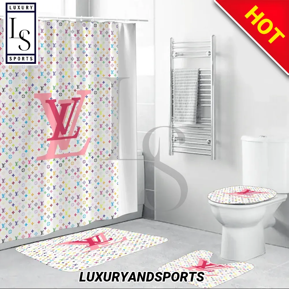 Louis Vuitton Colorful Shower Curtain Set