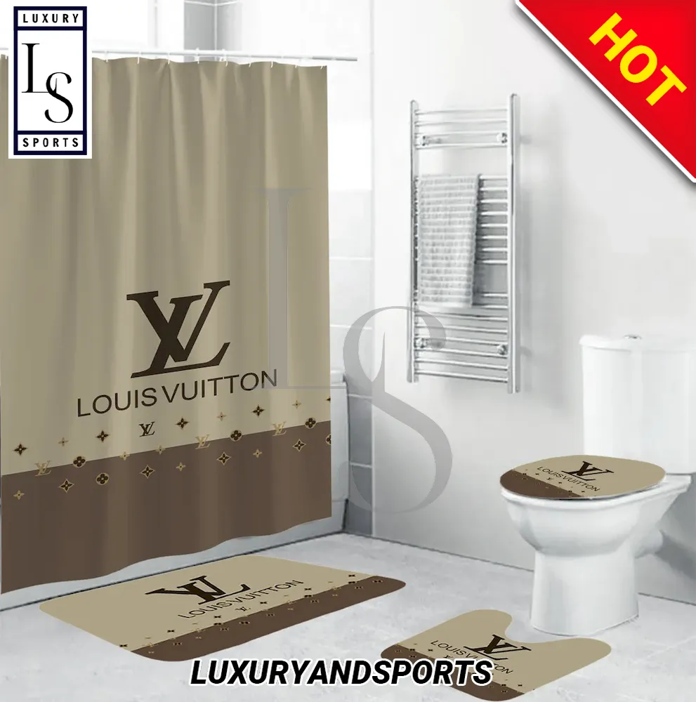 SALE] Louis Vuitton Light Grey Fashion Luxury Shower Curtain Set - Luxury &  Sports Store