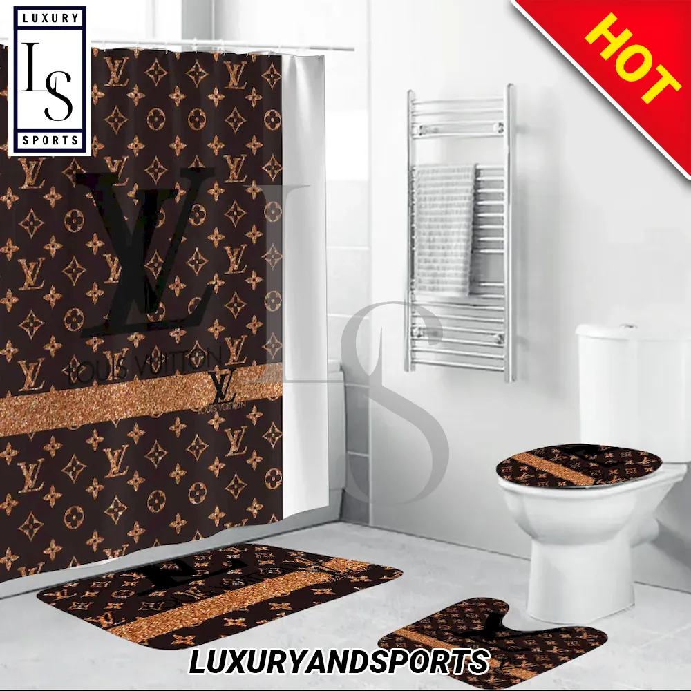 SALE] Louis Vuitton Monogram Shower Curtain Set - Luxury & Sports