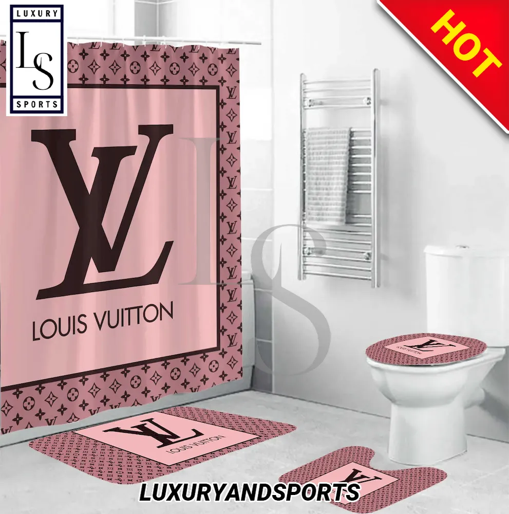 Louis Vuitton Supreme In Blue Bathroom Set With Shower Curtain