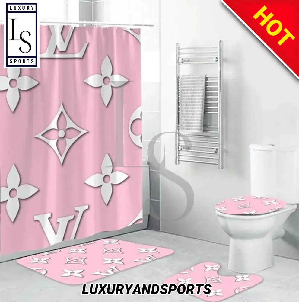 SALE] Louis Vuitton Pinky Fashion Shower Curtain Set - Luxury