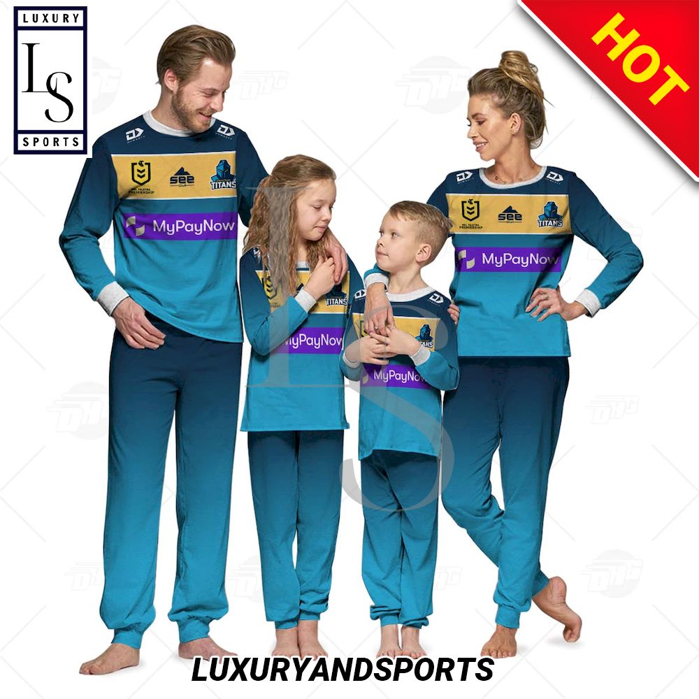 NRL Gold Coast Titans Personalised Pajamas Set For Family