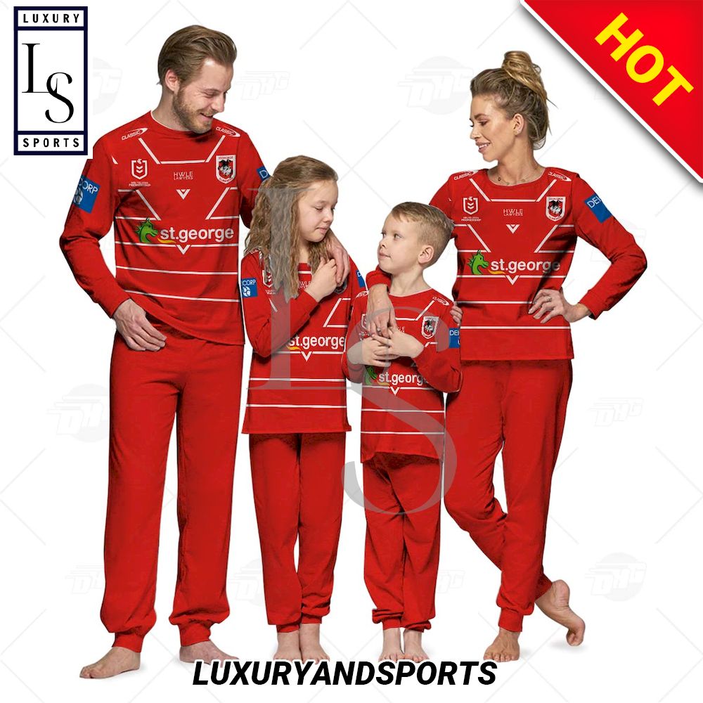 NRL St George Illawarra Dragons Personalised Pajamas Set For Family