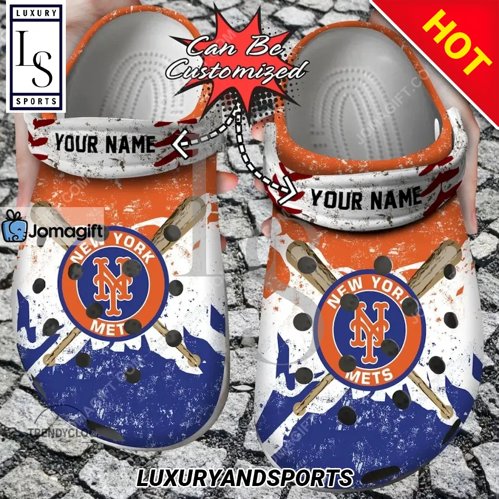 New York Mets Watercolor New Crocs Clog Shoes