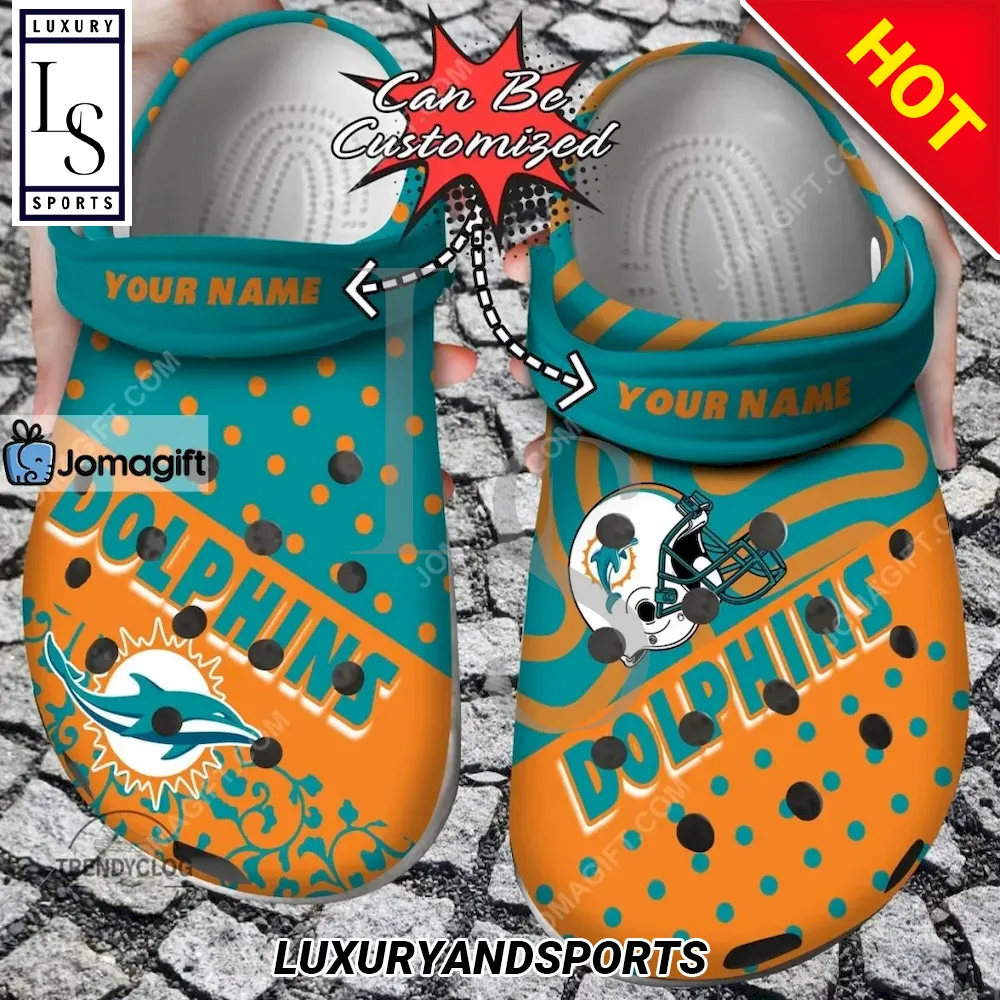 Personalized Miami Dolphins Polka Dots Colors Crocs Shoes
