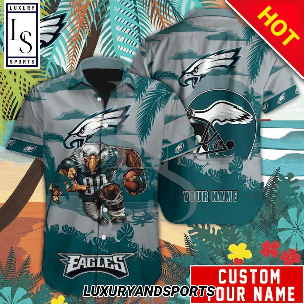 Philadelphia Eagles Mascot Custom Name Hawaiian Shirt