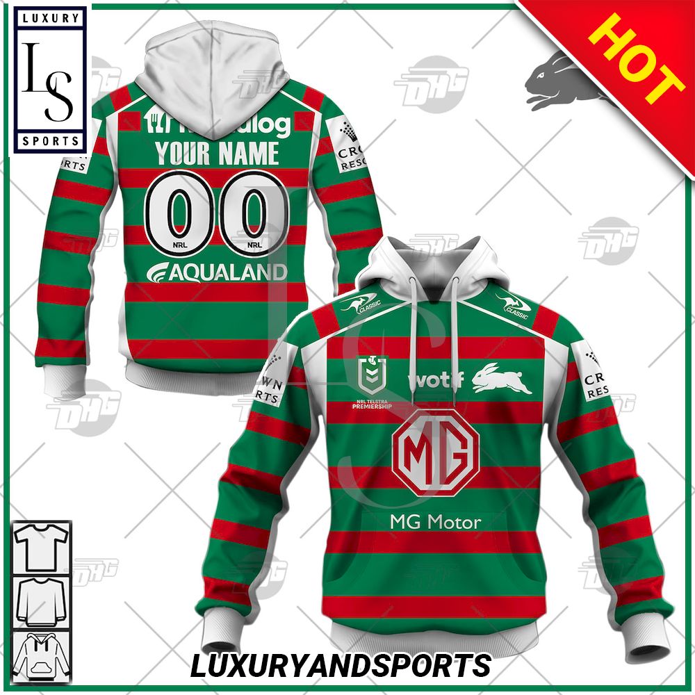 South Sydney Rabbitohs NRL Personalised Away Jersey Hoodie