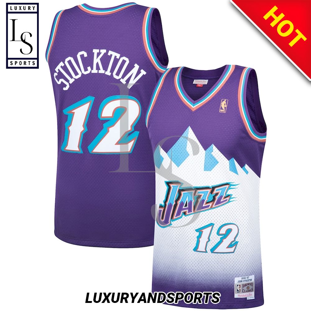 Utah Jazz John Stockton Purple NBA Basketball Jersey