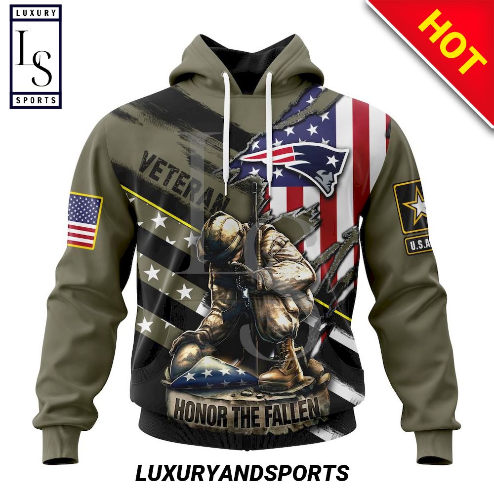 New England Patriots Honor Veterans Soldier NFL Personalized Hoodie – TeamColor