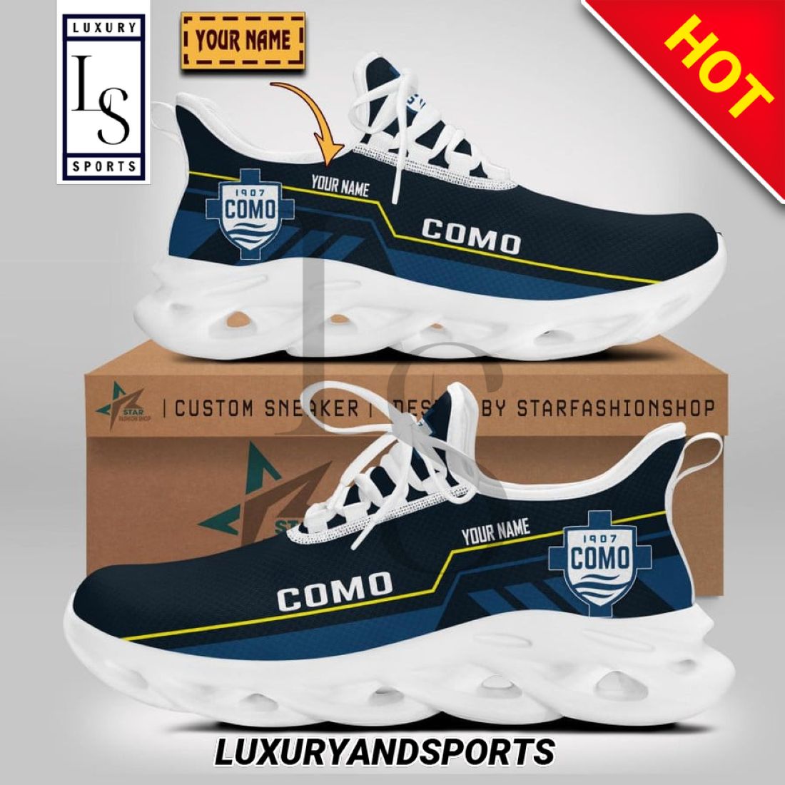 Calcio Como Serie Custom Name Max Soul Shoes