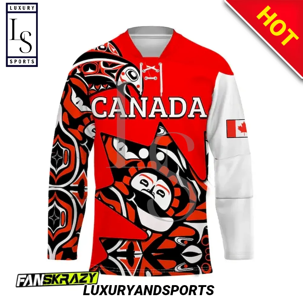 Canada Haida Maple Leaf Canadian Hockey Jersey