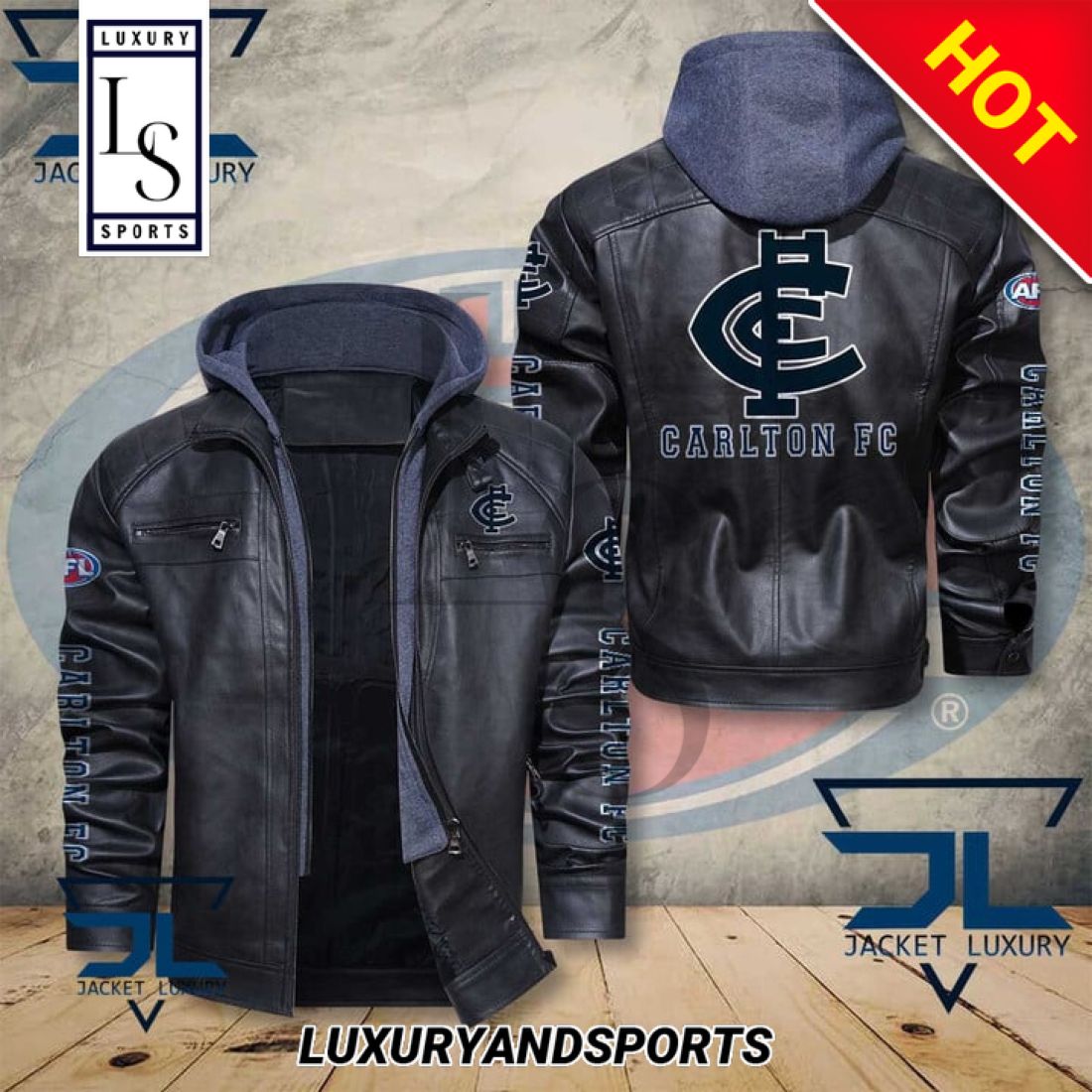 Carlton Football Club AFL Leather Jacket
