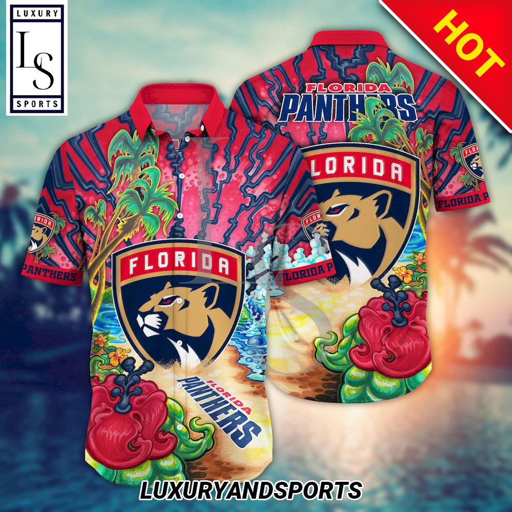 Florida Panthers NHL Champions Custom Name And Number Short Sleeve 3D  Hawaiian Shirt Summer Gift
