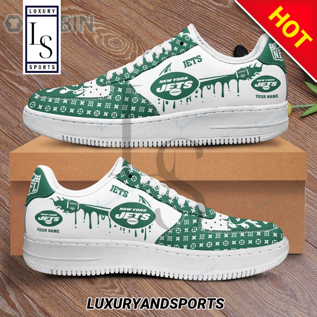 New York Jets Louis Vuitton Custom Name Air Force Shoes