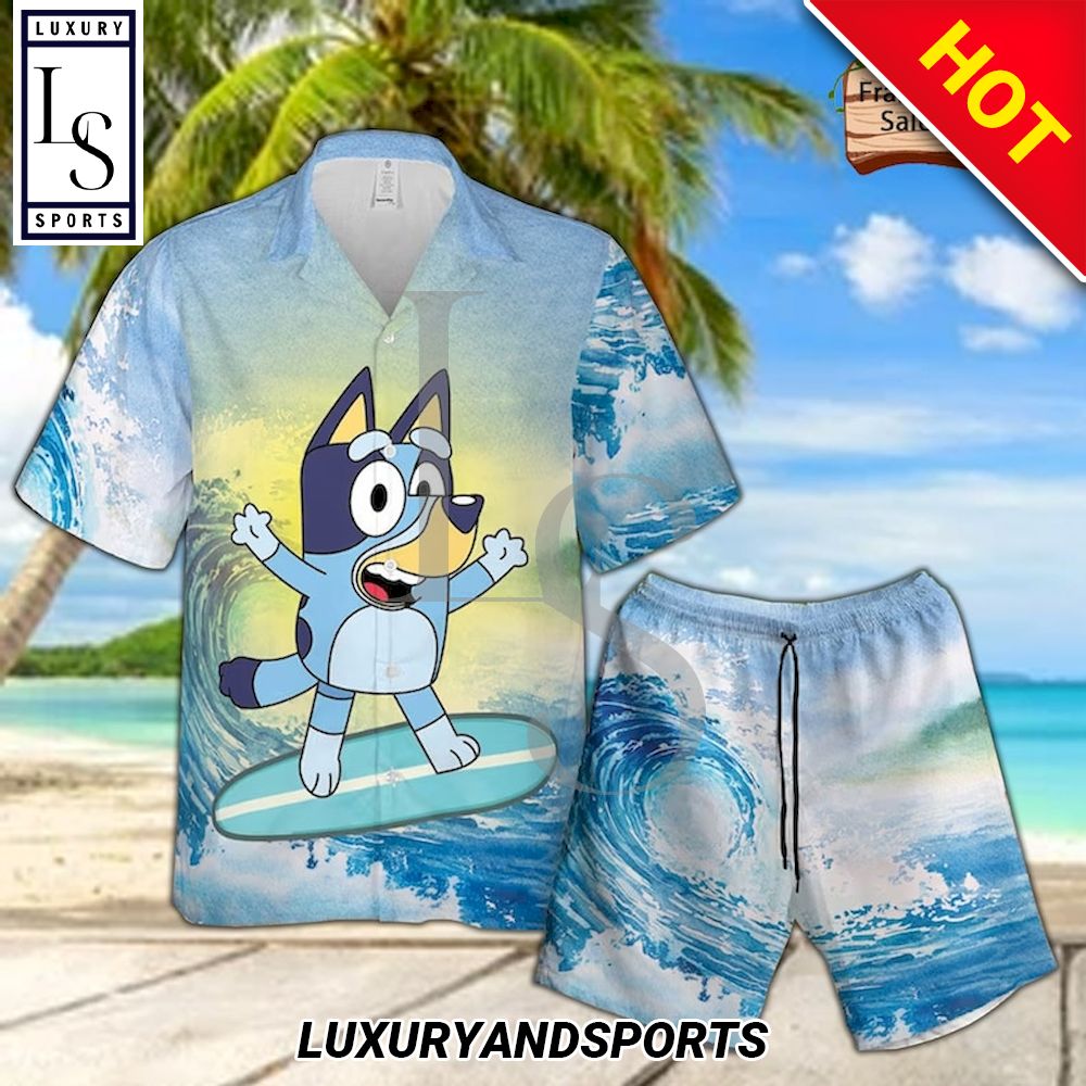 Bluey Surfing Hawaiian Shirt