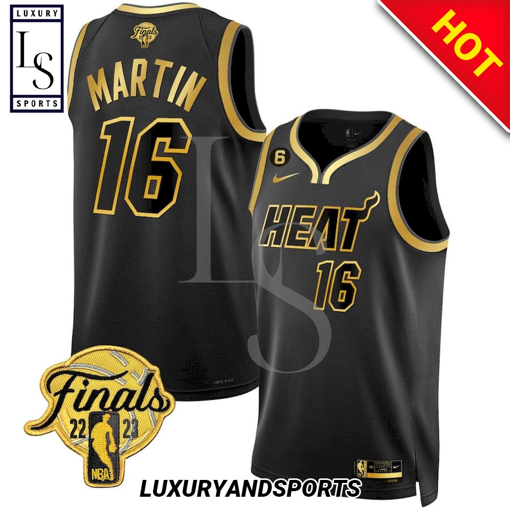 Miami Heat Caleb Martin Nike City Black Gold NBA Finals Basketball Jersey