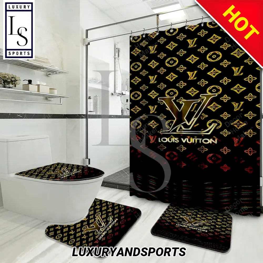 Louis Vuitton Bathroom Sets Shower Curtain and Rugs 