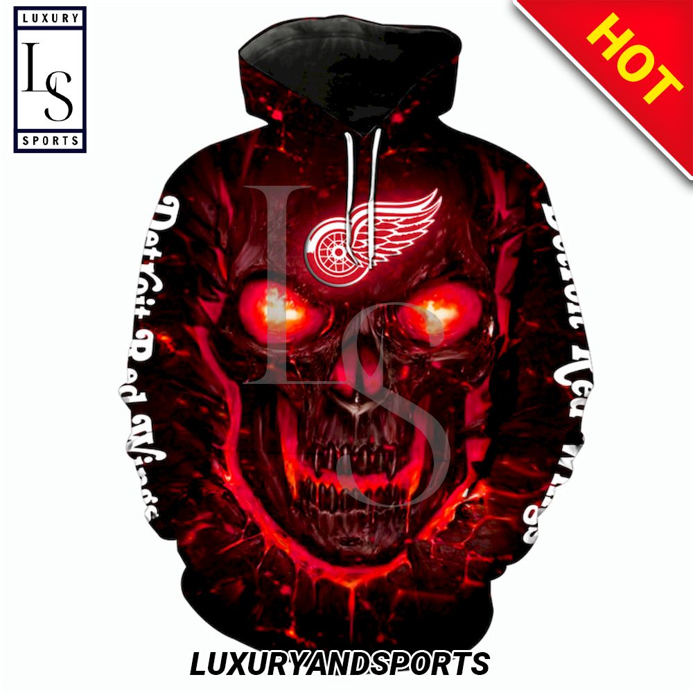 Detroit Red Wings Halloween Skull Devil NHL Hoodie D