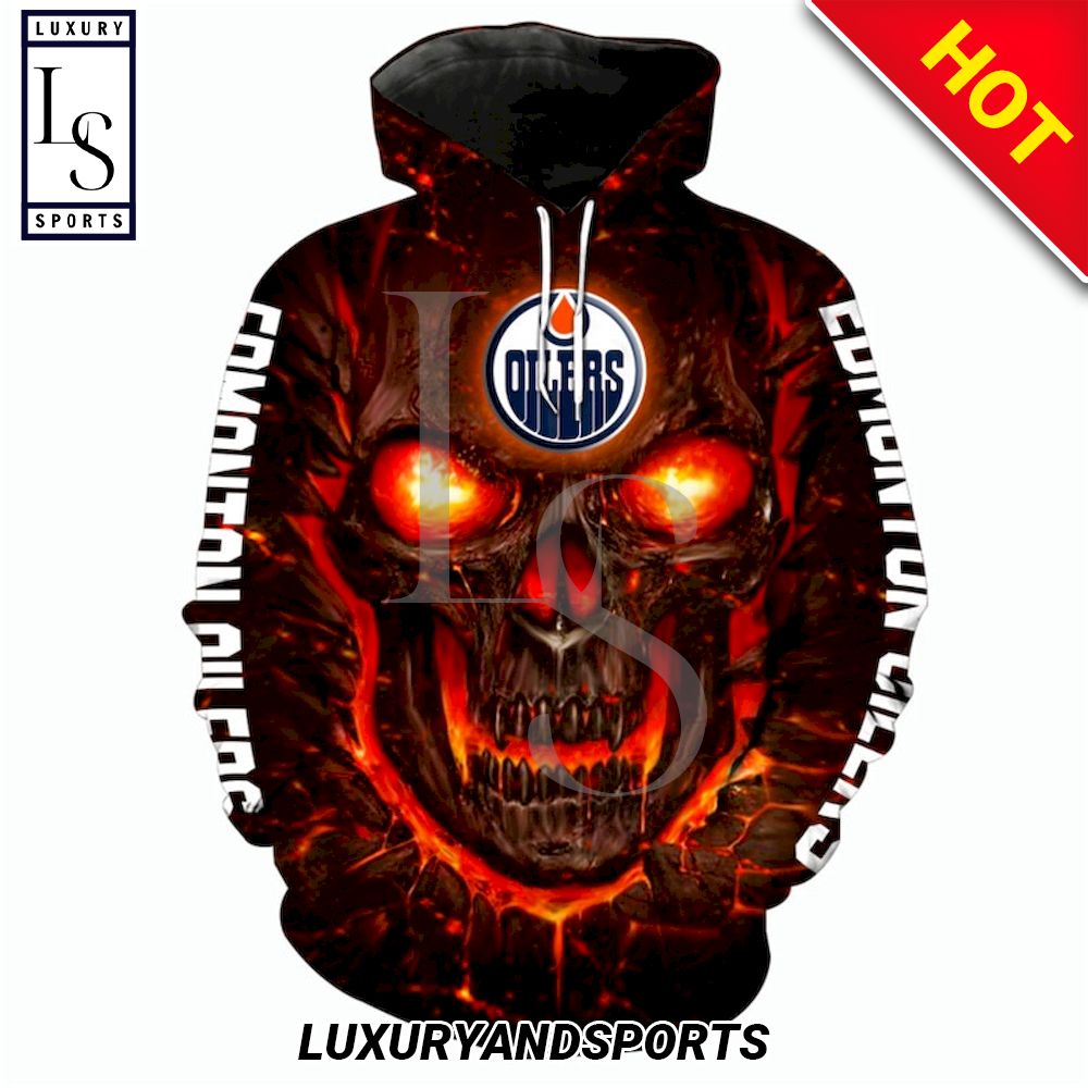 Edmonton Oilers Halloween Skull Devil NHL Hoodie D