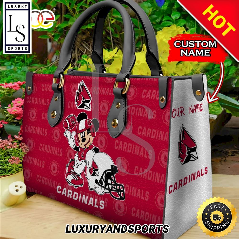 NCAA Ball State Cardinals Mickey Custom Name Leather Bag