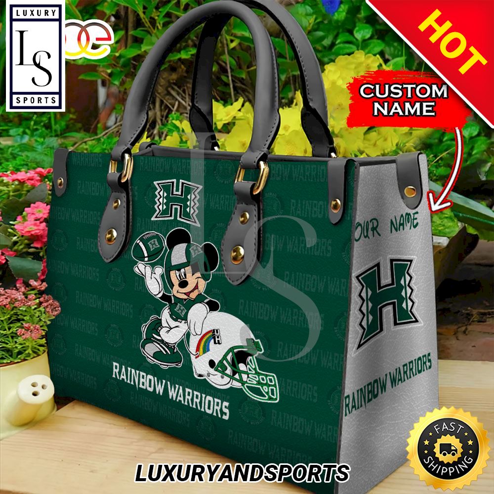 NCAA Hawaii Rainbow Warriors Mickey Custom Name Leather Bag