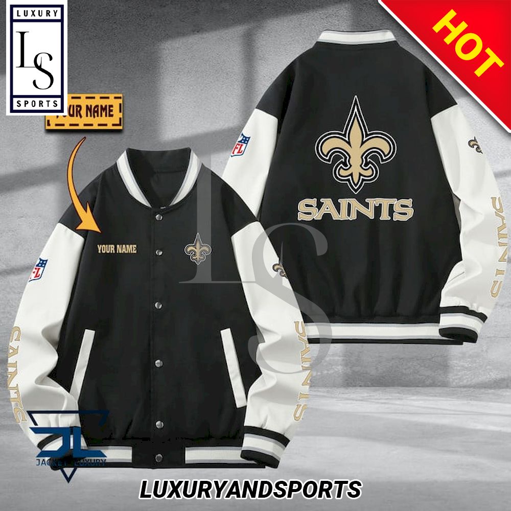 New Orleans Saints Custom Name NFL Baseball Jacket