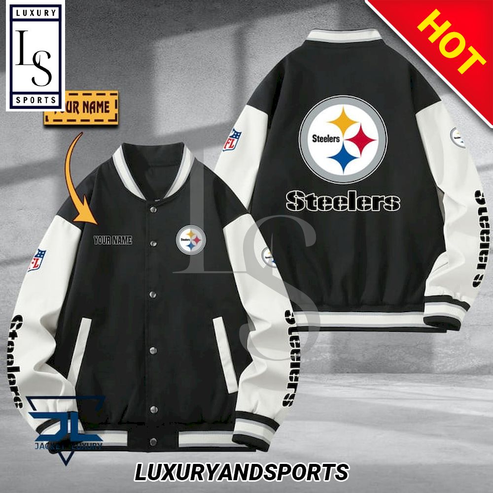 Pittsburgh Steelers Custom Name NFL Baseball Jacket