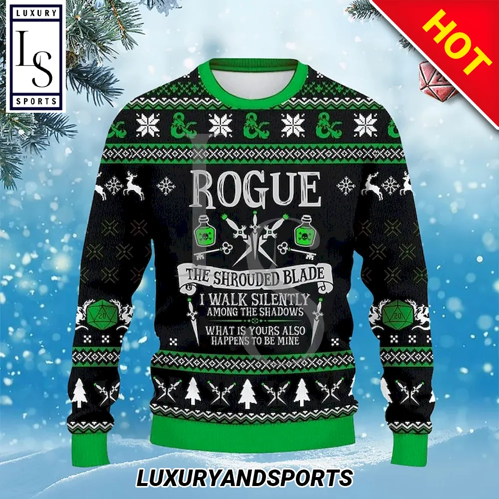 Class Rogue Dungeons Dragons Ugly Christmas Sweater