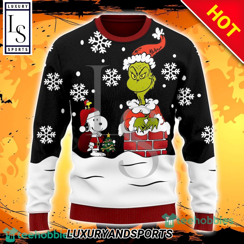 Snoopy And Grinch Ugly Christmas Sweater Anime Men And Women Christmas Gift