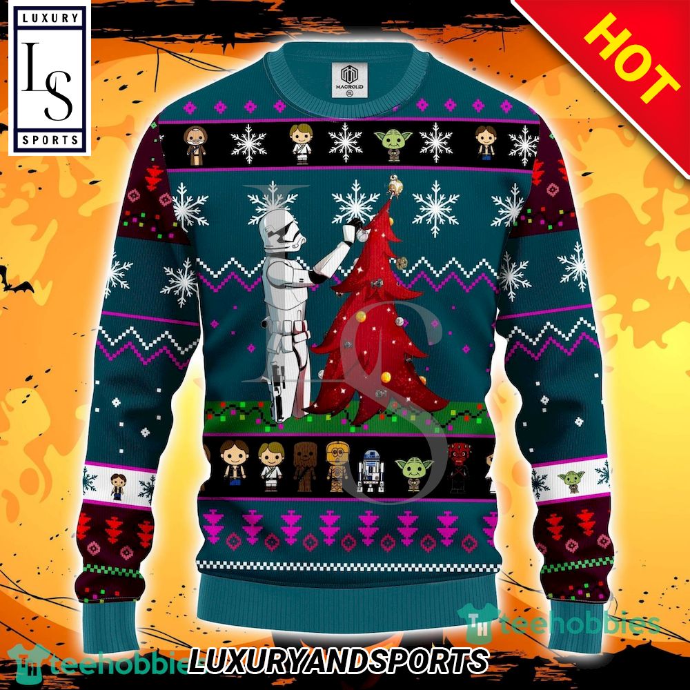 Star Wars And Tree Blue Ugly Christmas Sweater