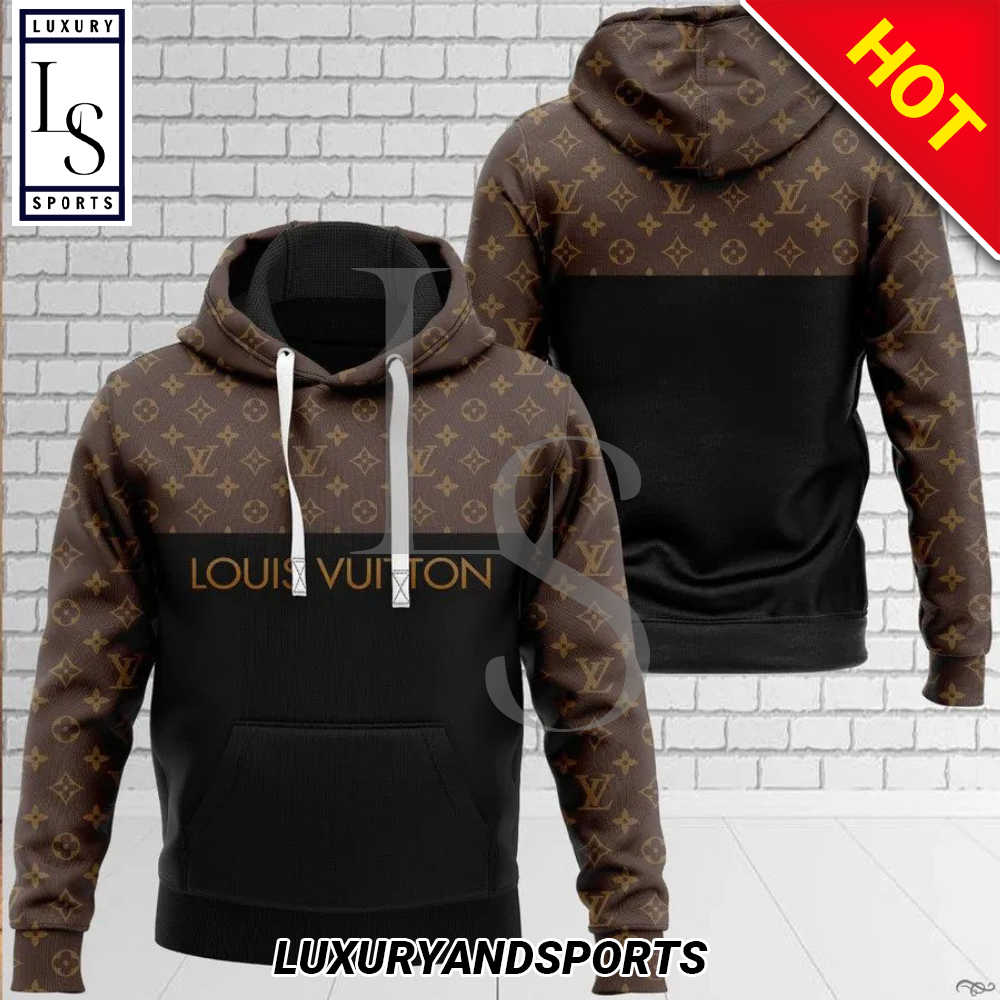 Louis Vuitton Black Grey Luxury Unisex Hoodie