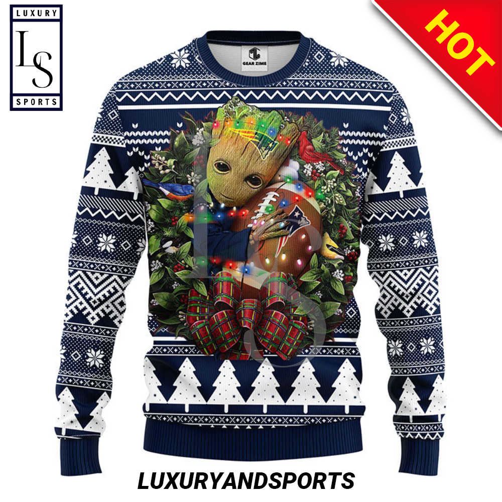 New England Patriots Groot Hug Christmas Ugly Sweater xcFTS.jpg