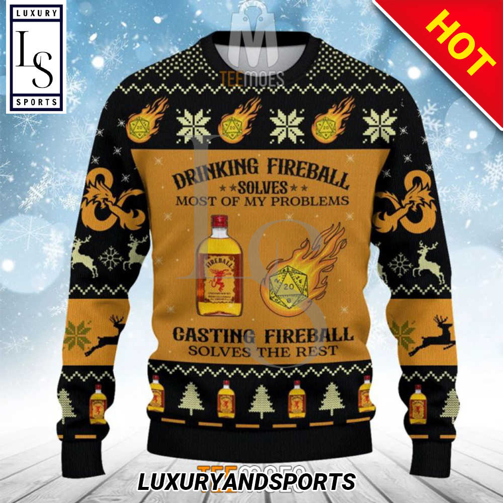 Drinking Fireball Solve My Problem DnD Christmas Ugly Sweater AZEpJ.jpg
