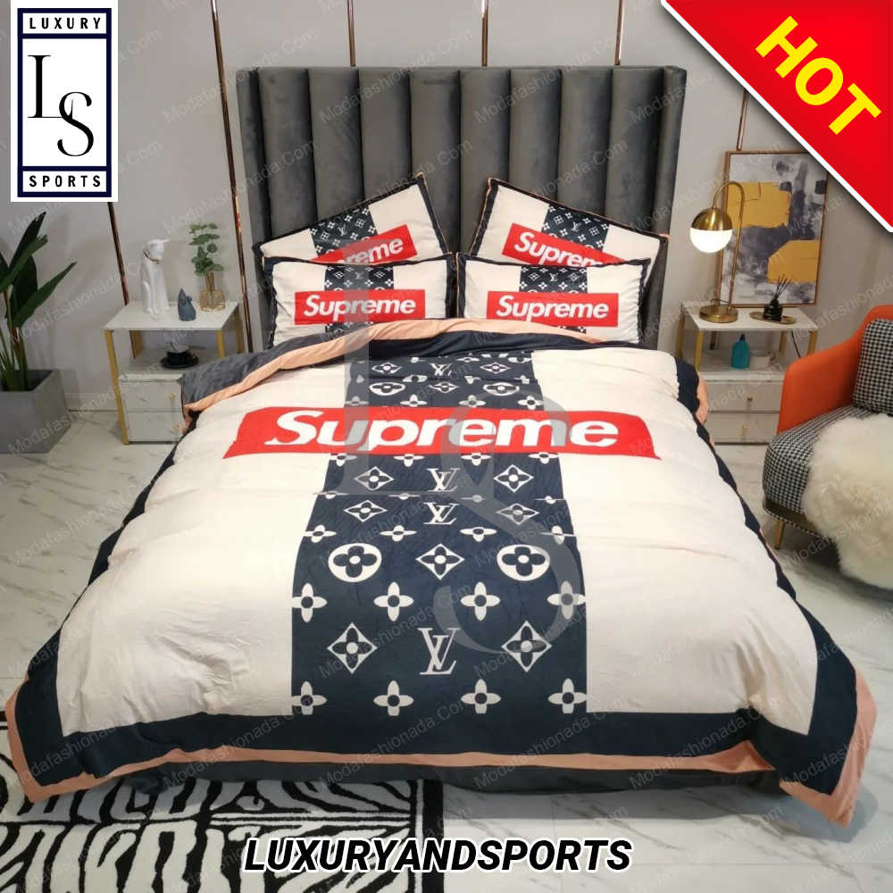 SALE] Louis Vuitton x Supreme Luxury Brand Bedding Set - Luxury & Sports  Store
