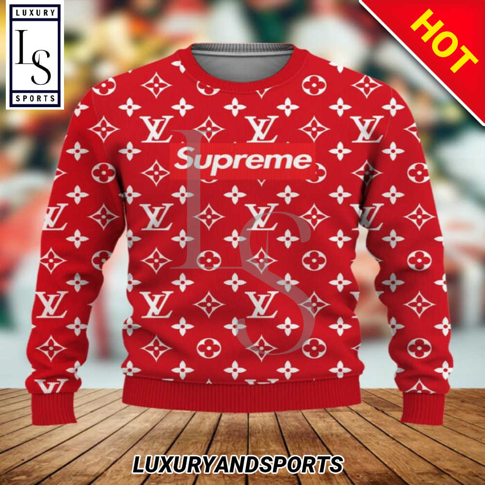 SALE] Premium Louis Vuitton x Supreme Red Luxury Brand Ugly