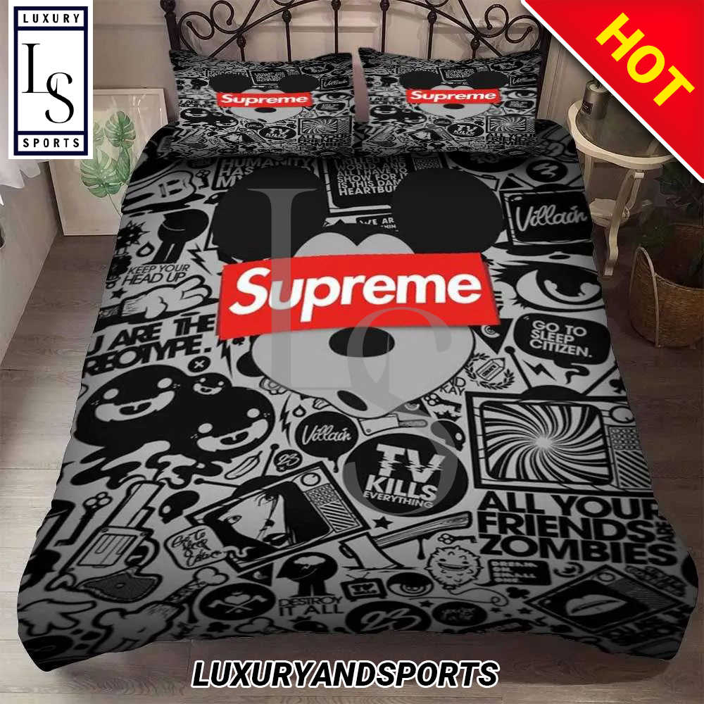 Supreme Symbol And Mickey Mouse Quilts Bedding Set DjQI.jpg
