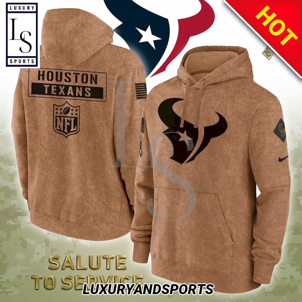Houston Texans NFL Logo Brown Veterans Hoodie