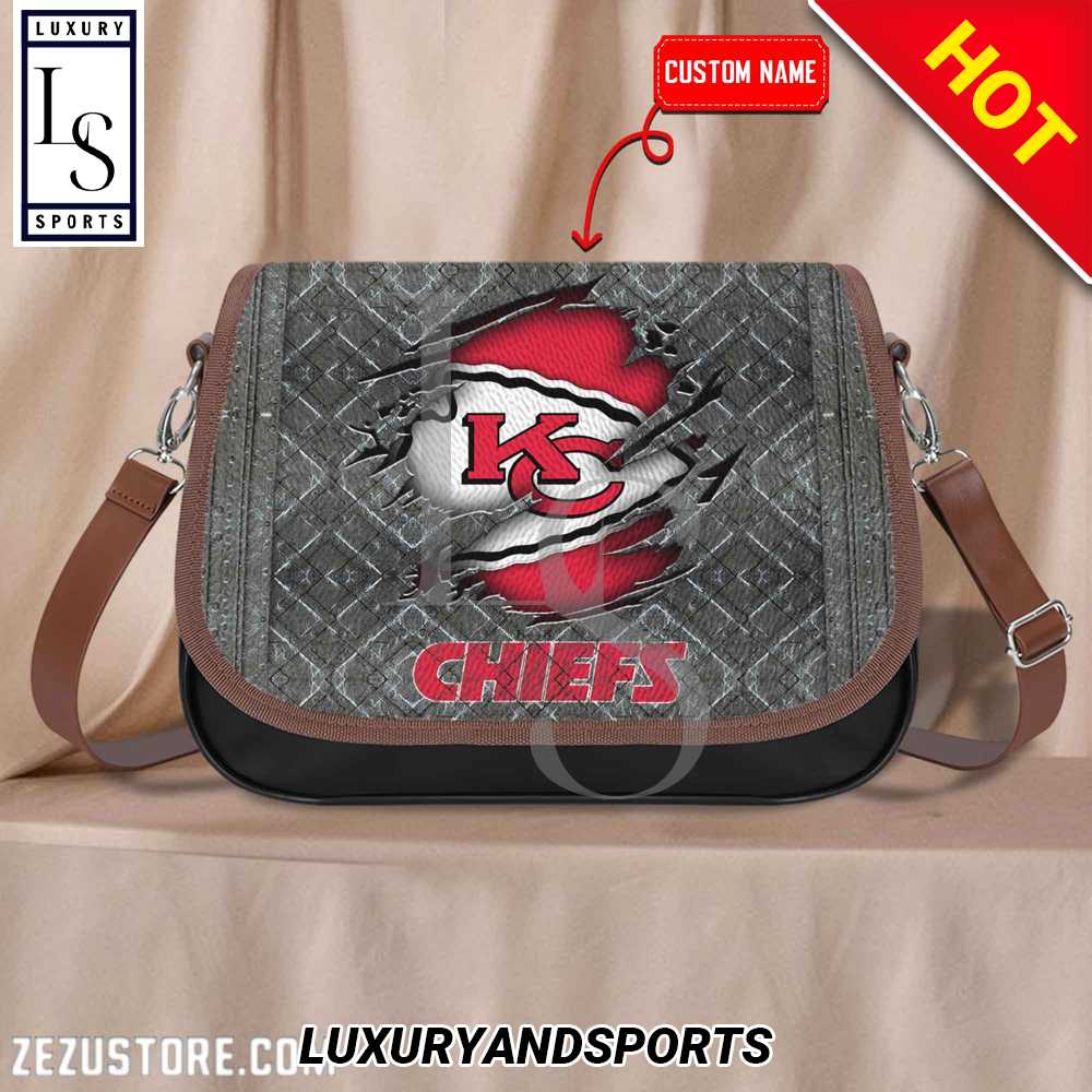 Kansas City Chiefs NFL Custom Name Leather Shoulder Bag
