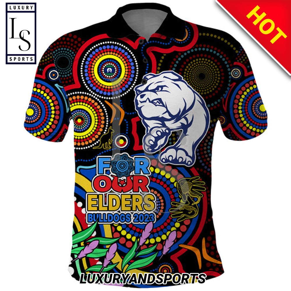 Bulldogs Football Aboriginal Art NAIDOC Indigenous Tribal Polo Shirt