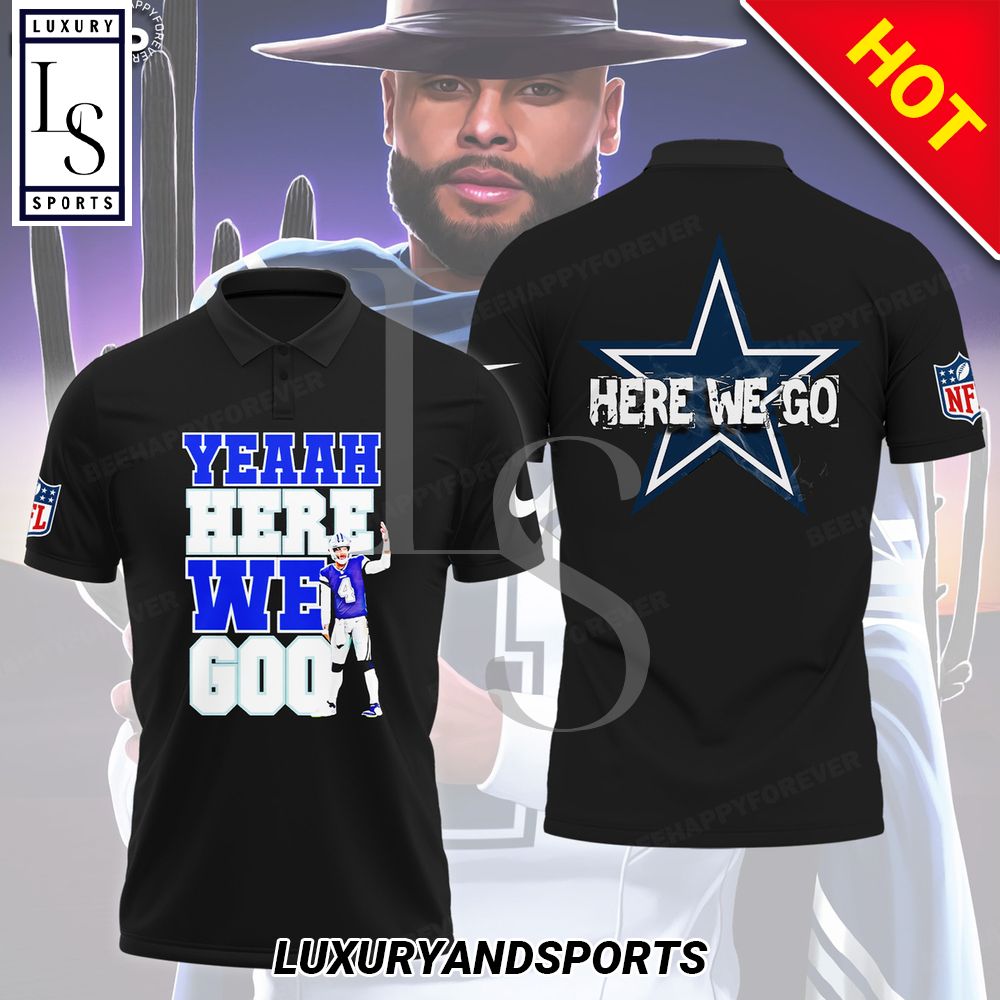 Dallas Cowboys Yeah Here We Go Black Polo Shirt
