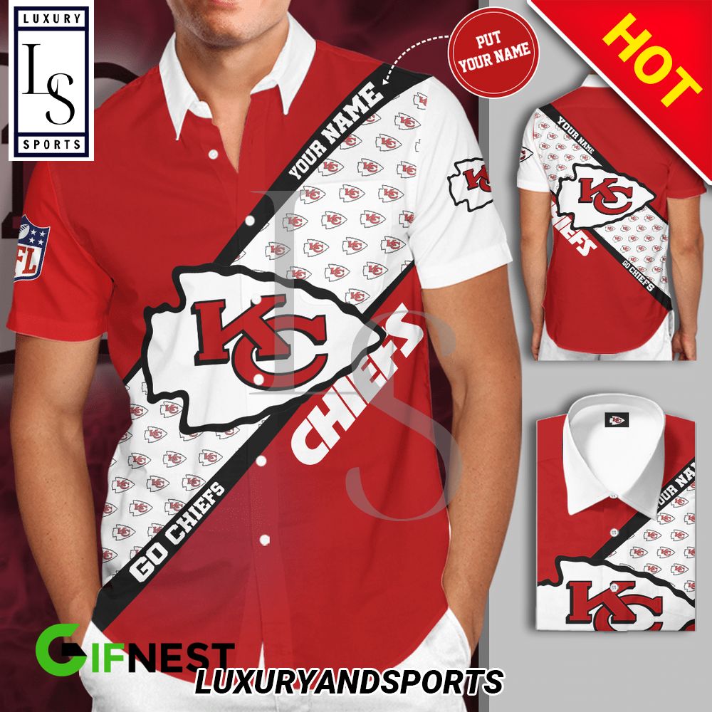 Personalized NFL Kansas City Chiefs Red Short Sleeve Dress Shirt